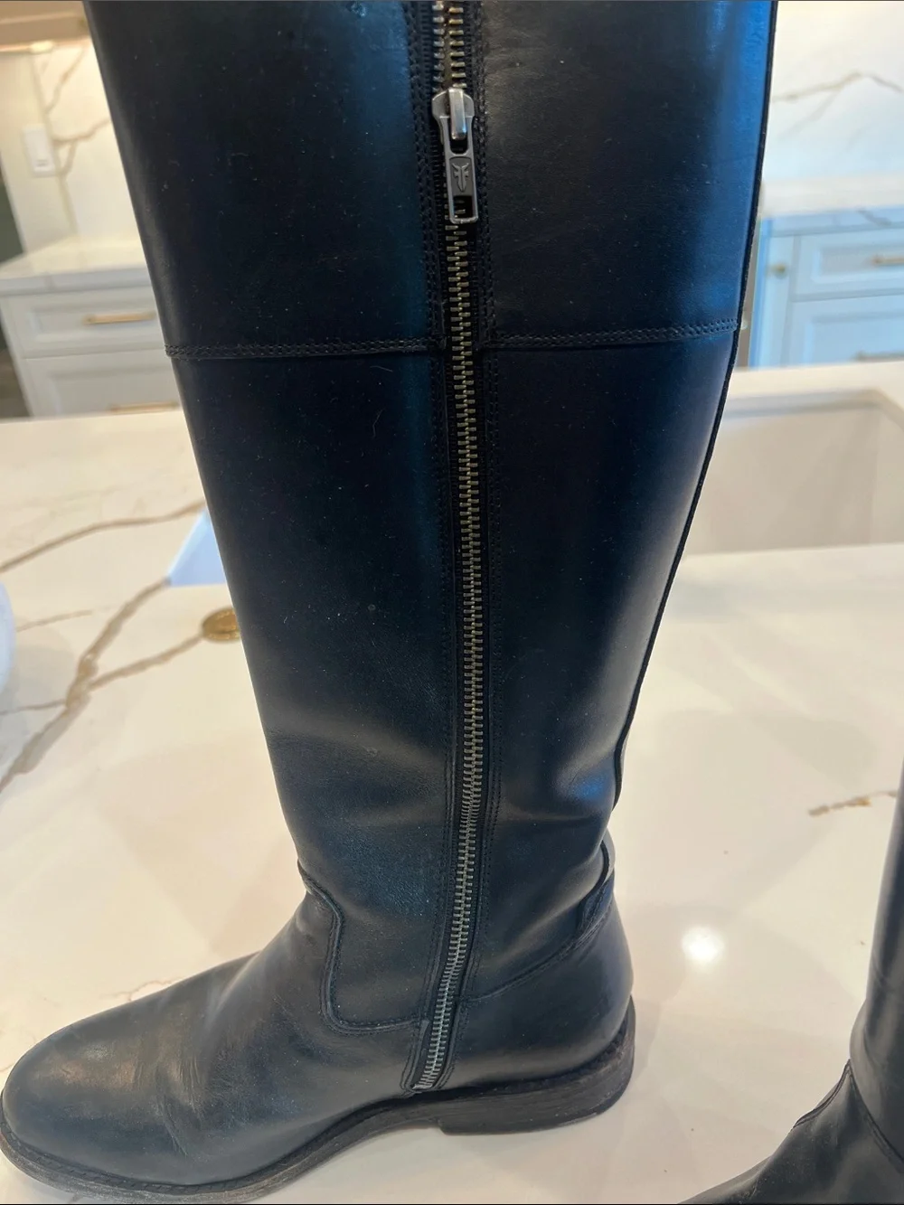 FRYE Jayden Button Tall Black Boots - Classic Women's Zip-Up Style